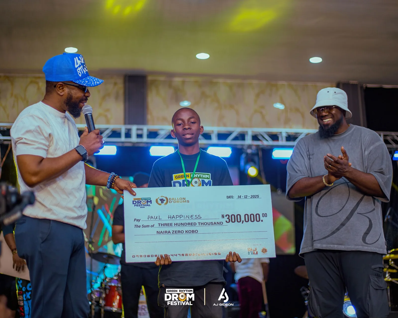 Young Green Rhythm participant receiving recognition